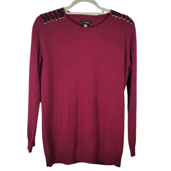 C by Bloomingdale's Burgundy Crewneck Cashmere Sweater Size M Pullover - Picture 1 of 7